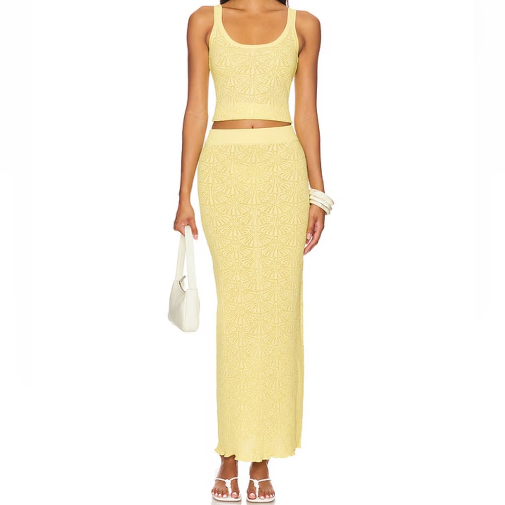 sundays Pale Yellow Eyelet Maxi Skirt